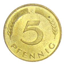 Монета 5 пфеннигов 1991 года F Германия (реверс)