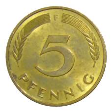 Монета 5 пфеннигов 1991 года F Германия (реверс)