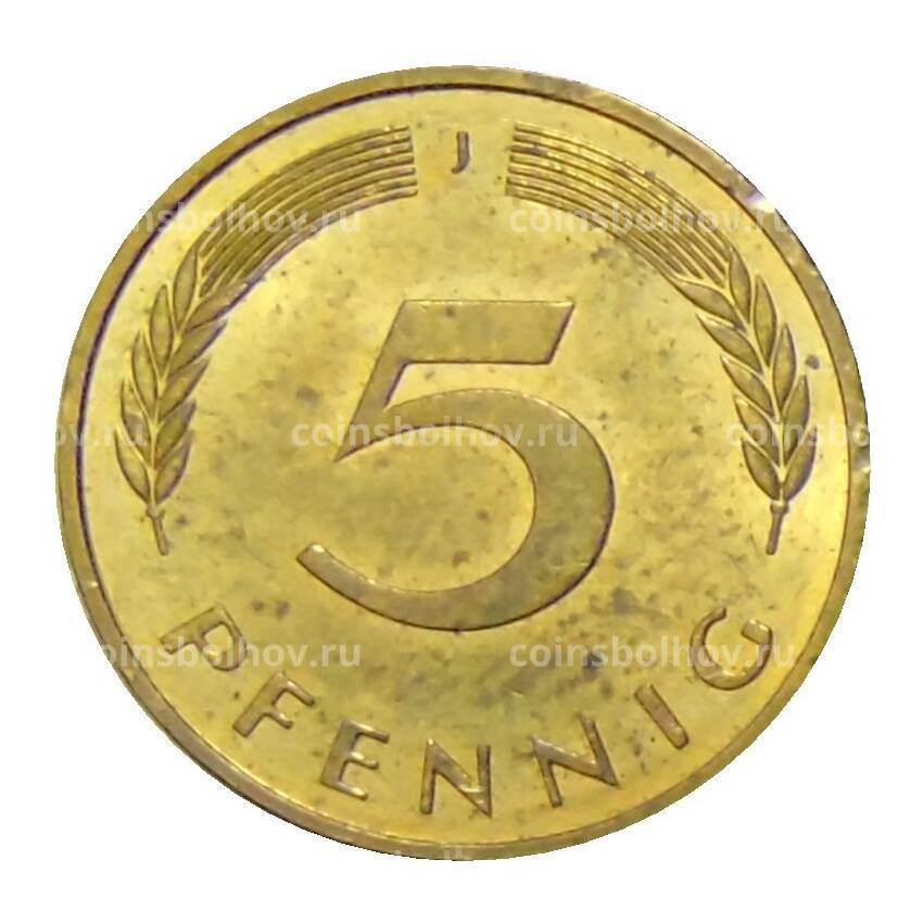 Монета 5 пфеннигов 1989 года J Германия (вид 2)