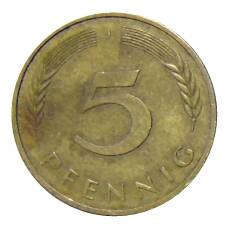 Монета 5 пфеннигов 1977 года J Германия (реверс)