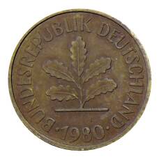 Монета 5 пфеннигов 1980 года J Германия (аверс)