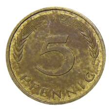 Монета 5 пфеннигов 1980 года J Германия (реверс)