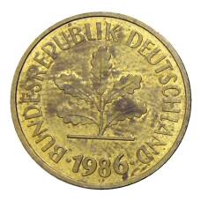 Монета 5 пфеннигов 1986 года J Германия (аверс)