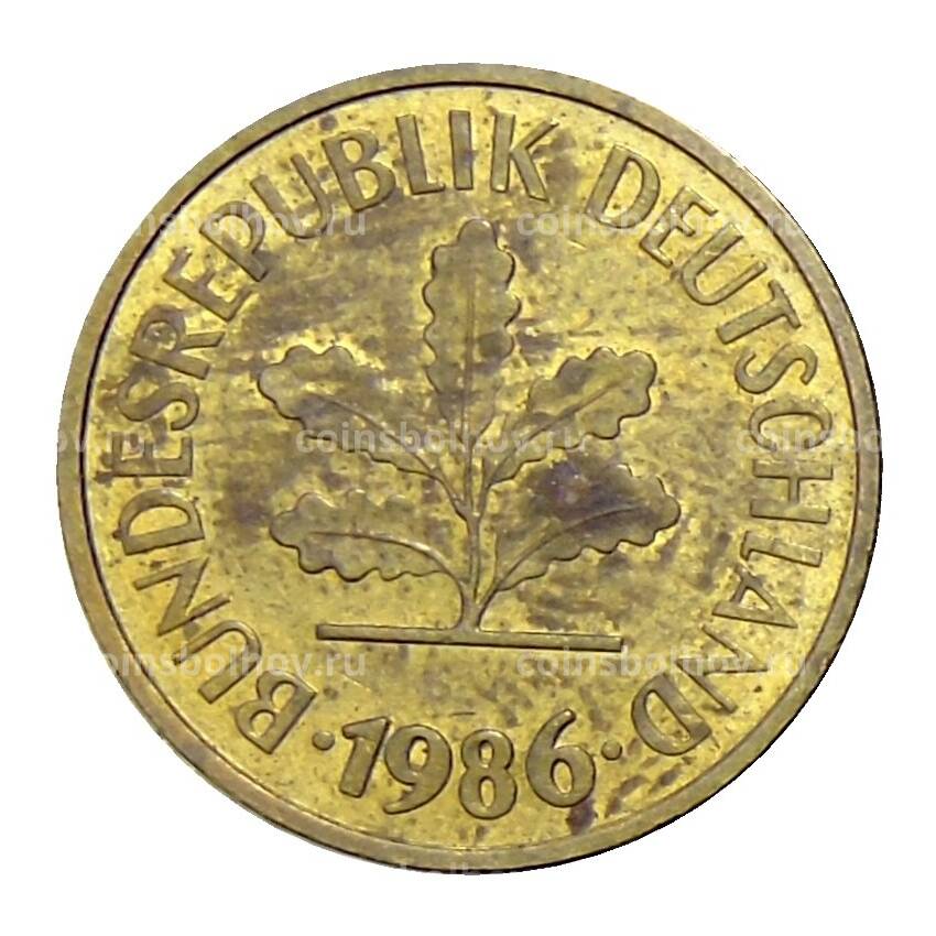 Монета 5 пфеннигов 1986 года J Германия