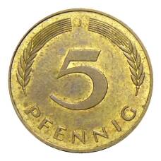 Монета 5 пфеннигов 1986 года J Германия (реверс)
