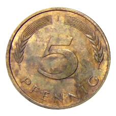 Монета 5 пфеннигов 1989 года J Германия (реверс)