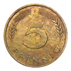 Монета 5 пфеннигов 1991 года J Германия (реверс)