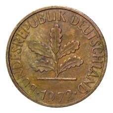 Монета 5 пфеннигов 1972 года J Германия (аверс)