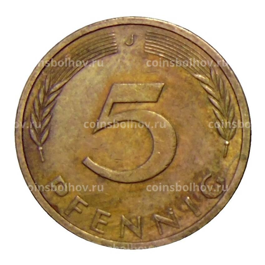 Монета 5 пфеннигов 1972 года J Германия (вид 2)