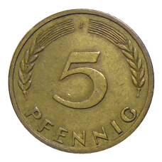 Монета 5 пфеннигов 1950 года J Германия (реверс)