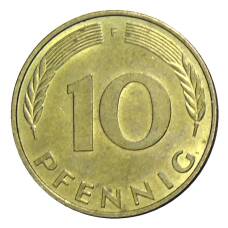 Монета 10 пфеннигов 1994 года F Германия (реверс)