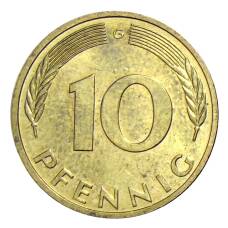 Монета 10 пфеннигов 1991 года G Германия (реверс)