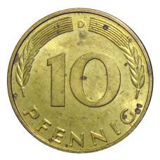 Монета 10 пфеннигов 1996 года D Германия (реверс)
