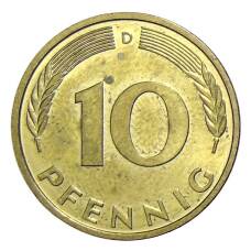 Монета 10 пфеннигов 1995 года D Германия (реверс)