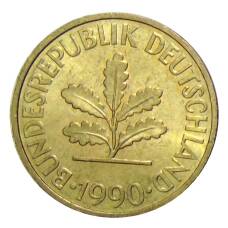Монета 10 пфеннигов 1990 года J Германия (аверс)