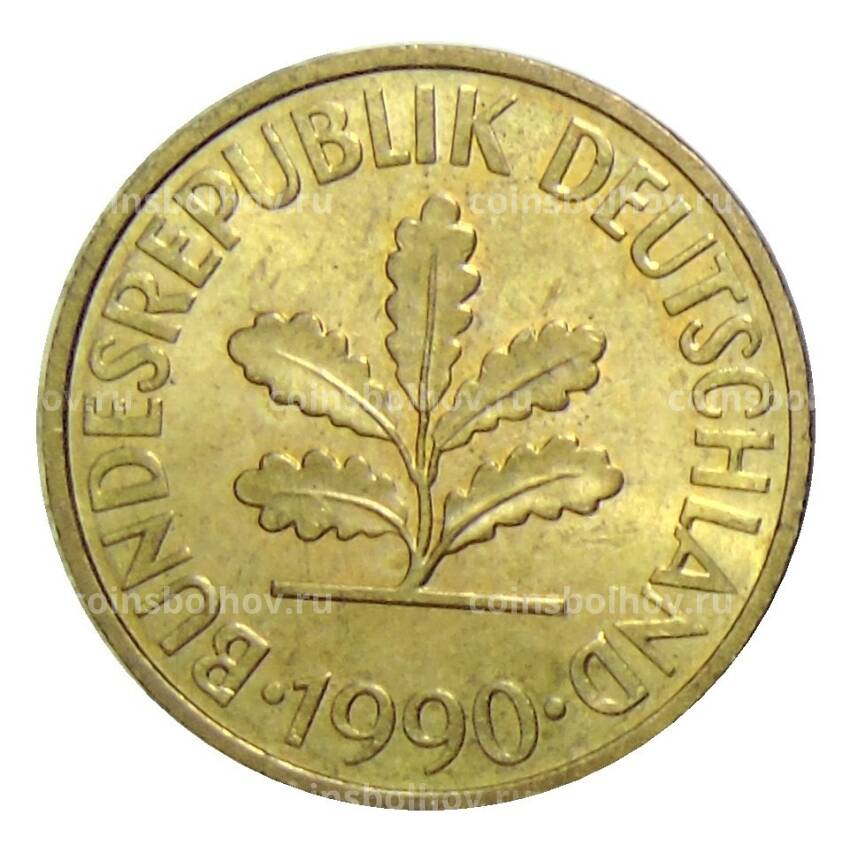 Монета 10 пфеннигов 1990 года J Германия