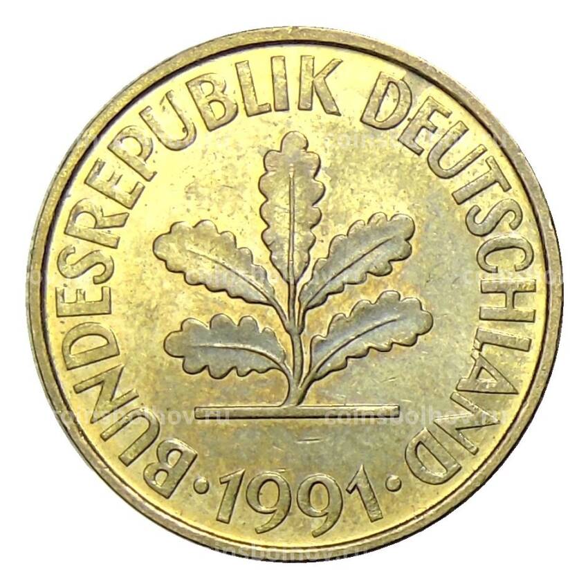 Монета 10 пфеннигов 1991 года F Германия