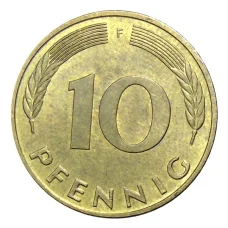 Монета 10 пфеннигов 1991 года F Германия (реверс)