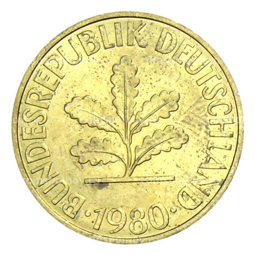 Монета 10 пфеннигов 1980 года D Германия