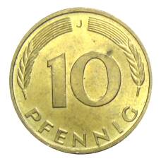 Монета 10 пфеннигов 1994 года J Германия (реверс)