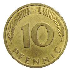 Монета 10 пфеннигов 1993 года J Германия (реверс)