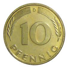Монета 10 пфеннигов 1985 года D Германия (реверс)