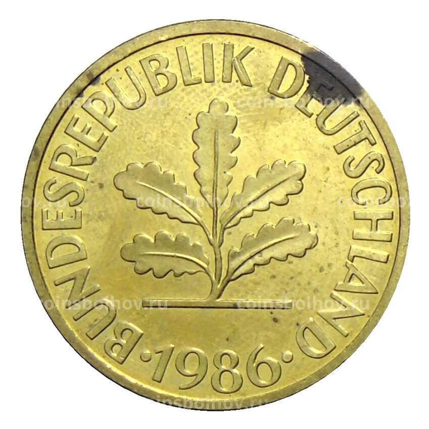 Монета 10 пфеннигов 1986 года J Германия