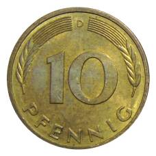 Монета 10 пфеннигов 1982 года D Германия (реверс)