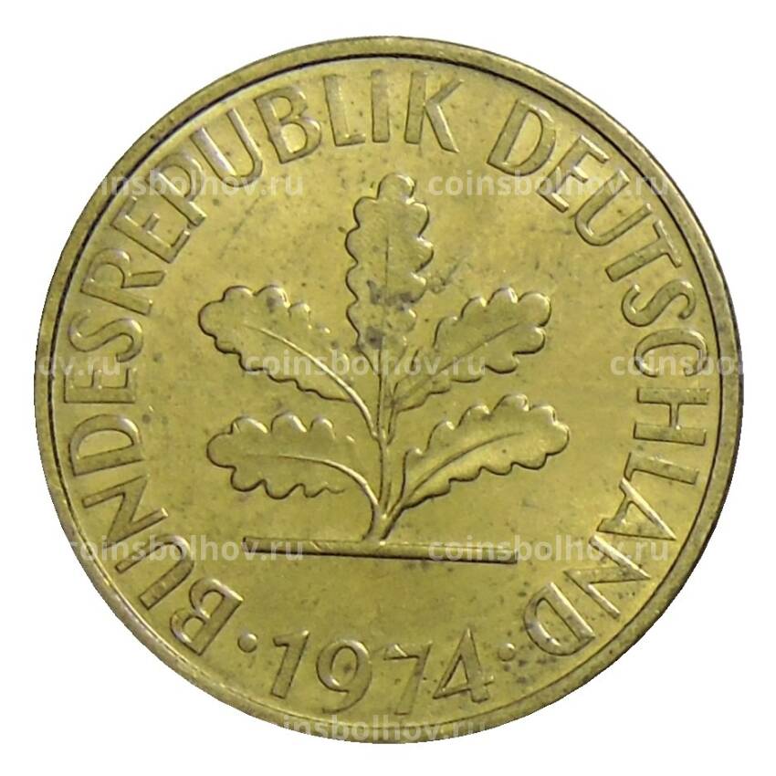 Монета 10 пфеннигов 1974 года G Германия