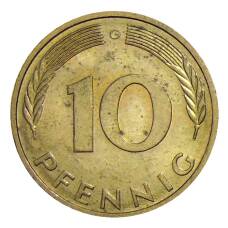 Монета 10 пфеннигов 1988 года G Германия (реверс)