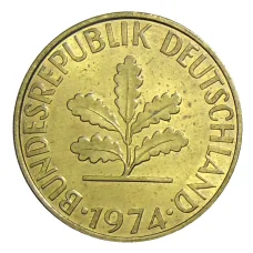 Монета 10 пфеннигов 1974 года J Германия (аверс)