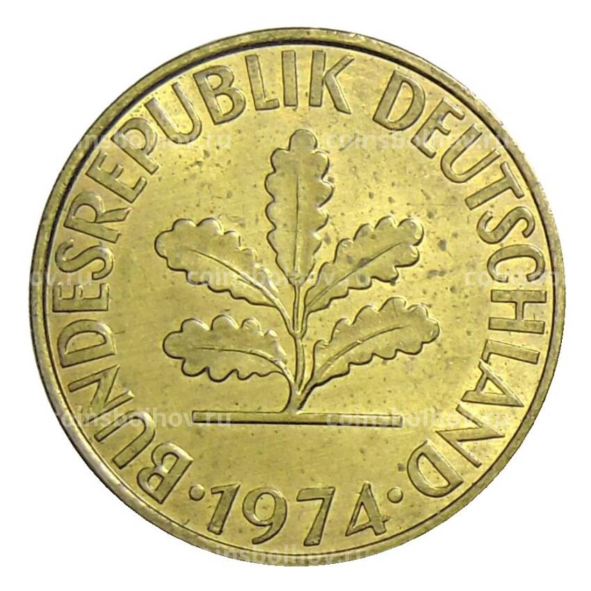 Монета 10 пфеннигов 1974 года J Германия