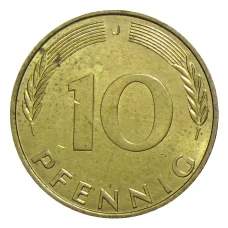 Монета 10 пфеннигов 1974 года J Германия (реверс)