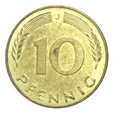 Монета 10 пфеннигов 1979 года J Германия (реверс)
