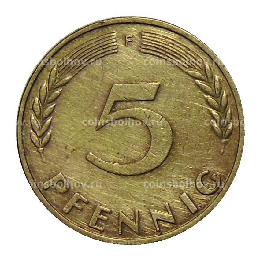 Монета 5 пфеннигов 1950 года F Германия (вид 2)