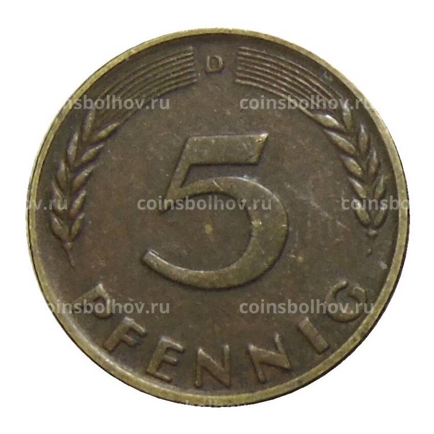 Монета 5 пфеннигов 1950 года D Германия (вид 2)