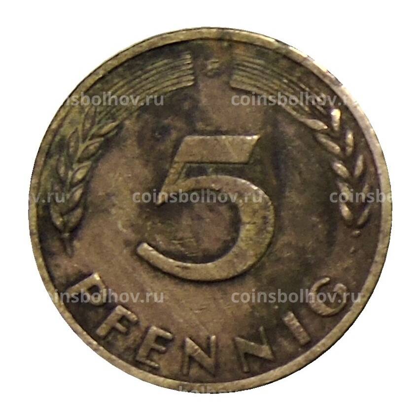 Монета 5 пфеннигов 1950 года F Германия (вид 2)