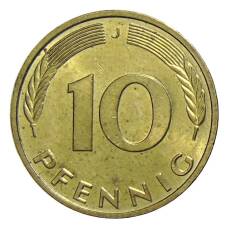 Монета 10 пфеннигов 1996 года J Германия (реверс)