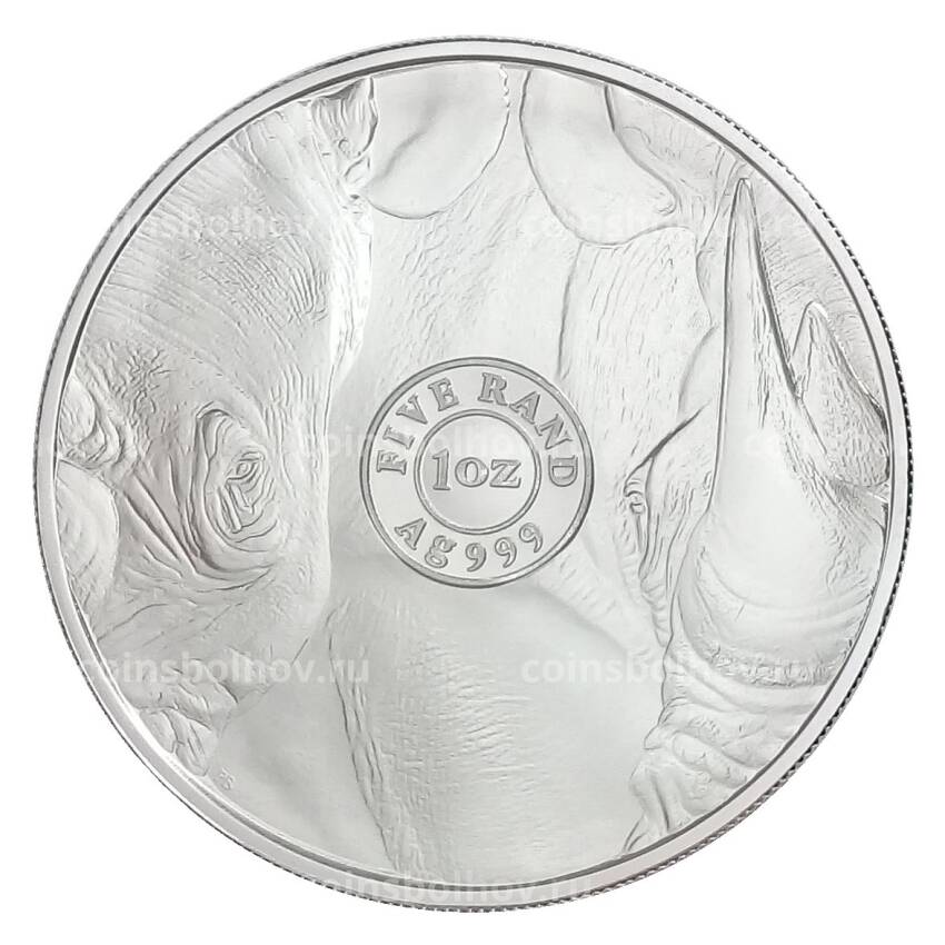 Монета 5 рэндов 2020 года ЮАР «Большая Пятерка — Носорог» (в буклете) (вид 2)
