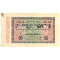 Банкнота 20000 марок 1923 года Германия (аверс)