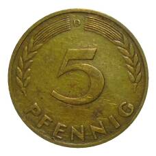Монета 5 пфеннигов 1949 года D Германия (реверс)