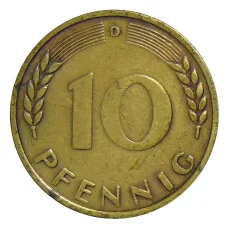 Монета 10 пфеннигов 1949 года D Германия (реверс)
