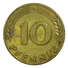 Монета 10 пфеннигов 1949 года D Германия (реверс)