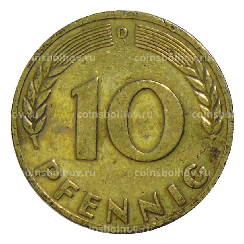 Монета 10 пфеннигов 1949 года D Германия (вид 2)