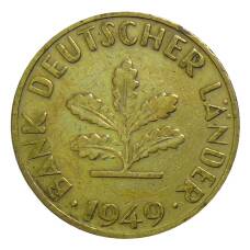 Монета 10 пфеннигов 1949 года F Германия (аверс)
