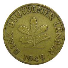 Монета 10 пфеннигов 1949 года F Германия (аверс)