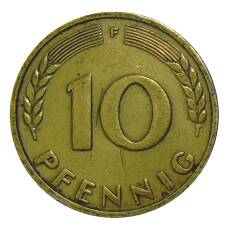 Монета 10 пфеннигов 1949 года F Германия (реверс)