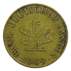 Монета 10 пфеннигов 1949 года F Германия (аверс)