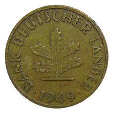 Монета 10 пфеннигов 1949 года F Германия (аверс)