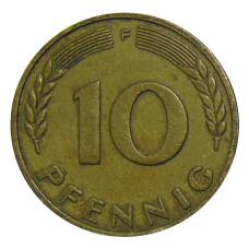 Монета 10 пфеннигов 1949 года F Германия (реверс)